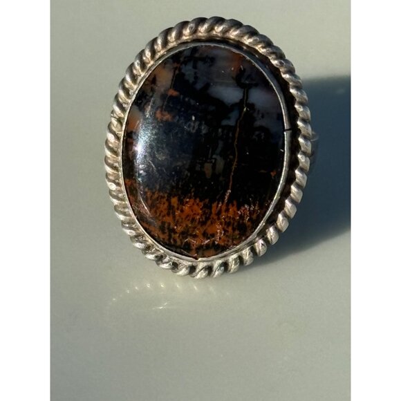 Vintage 70's Navajo Petrified Wood Sterling Ring Size 6.25 - Picture 2 of 16
